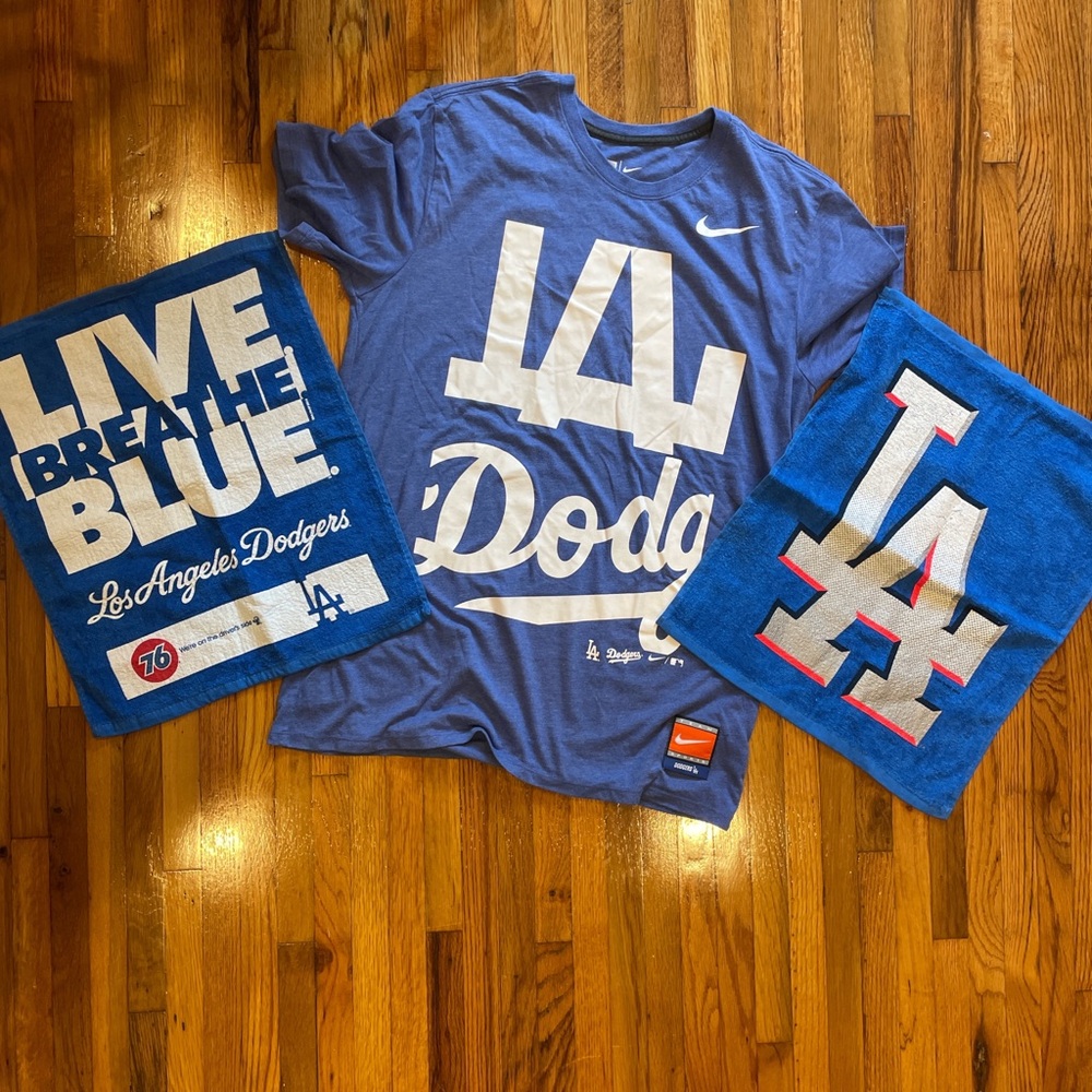 Dodger shirt and rally towel bundles.